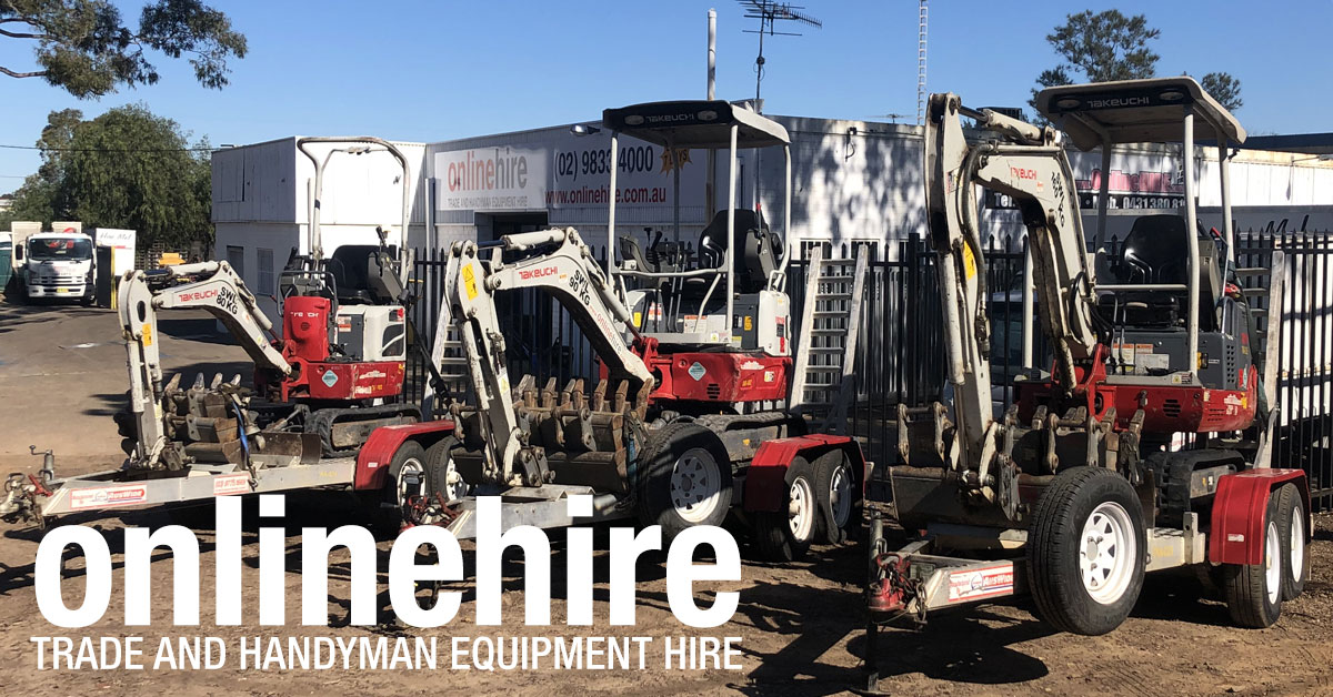 At Online Hire we hire mini excavators with a variety of attachments.